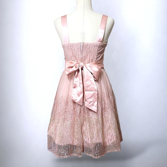 Windsor Soft Pink Short Cocktail Prom Party Dress with Gold Glitter Sparkle - Picture 15 of 17